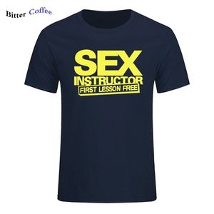 Instrutor de sexo engraçado criativo homens homens camiseta novidade manga curta o pescoço de algodão casual t-shirt top t-shirt plus size 210716