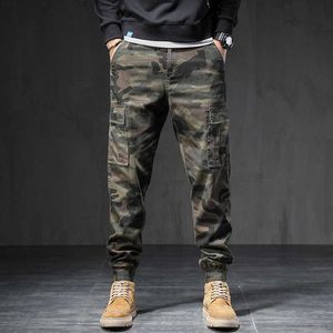 LY военный камуфляж мода мужчины джинсы свободные подходят большие карманные повседневные грузовые брюки уличная одежда хип-хоп Joggers широкие брюки ног
