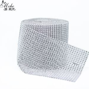 Home Party Decoration yard Rows Bendable Diamond Mesh Wrap Roll Silver Gold Sparkle Rhinestone Crystal Ribbon