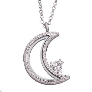 Women Star Moon Floating Locket Necklace Gold Chains Openable Open Living Memory Pendant DIY Fashion Jewelry gift