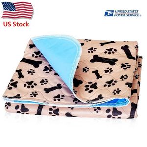 Drop USA Stock Reusable Dog Bed Mats Dog Urine Pad Puppy Pee Fast Absorbing Pad Rug for Pet Training In Car Home Bed 211029