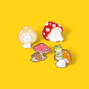 Coloroful Mushroom pins brooches Animal Enamel Brooch Lapel pin badge fashion jewelry for women children will and sandy