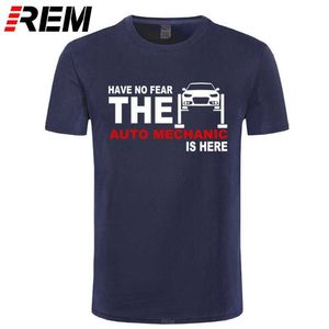 REM Summer Mens Tshirt har ingen rädsla Den automatiska mekaniken är här T Shirts Kortärmad bomullst-shirt Fixa Bilar Kläder Tees 210629