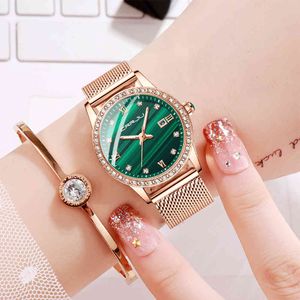 Women Watch CRRJU Fashion Luxury Diamond Watches Ladies Dress Simple Mesh Bracelet Waterproof Quartz Watches Zegarek Damski 210517