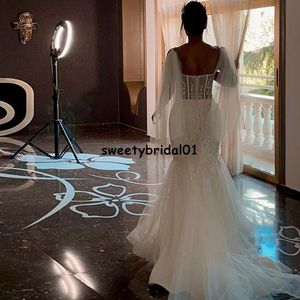 2021 Lace Sexy Mermaid For Women Wedding Party Spaghetti Straps Sweetheart Appliques Illusion Bridal Dress Informal Guest Gowns