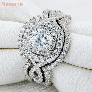 Ela 3 peças 925 Anéis de casamento de prata esterlina para mulheres 2.1ct Aaaaa Cz anel de noivado conjunto clássico jóias tamanho 5-12 211014