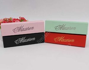 Macaron Cake Boxes Home Made Macaron Chocolate Boxes Biscuit Muffin Box Papier Detaliczny Opakowanie 20.3 * 5.3 * 5,3 cm Black Pink Green DaJ166