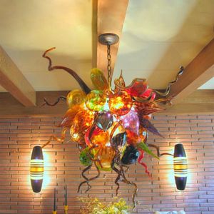 Lampadario di lusso Lampada di illuminazione Vetro multicolore Soggiorno Decorazione Lampadari Lampadari Luci da cucina Appese 24 pollici