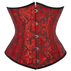 Brocade Jacquard Underbust Corset Plastikowe boned Women Binder Gorset seksowna femme kwiatowy Korsett Bodyshaper duży plus mody mody cincher xs-6xl