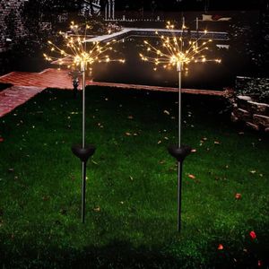 Lusteon Solar Powered Warm White 90 LED Firework Starburst Landskap Lawn Light för utomhus trädgård