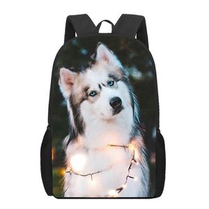 Backpack Husky Dog Funny Cool 3D Print School For Boys Girls Teenager Kids Book Bag Casual Shoulder Bags 16Inch Satchel Mochila