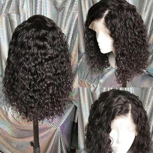 Kurze lockige Bob-Perücken, 13 x 4 Spitzenfront-Echthaar, brasilianische Remy-Perücken für schwarze Frauen, verworrene Wasserwellen-Perücke, vorgezupft, HD-Dünnfilm, 130 % Dichte, Pixie-Schnitt, Diva1