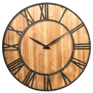 Wall Clocks Handmade Art Decor Farmhouse Silent Large Metal Frame Vintage Wood Clock