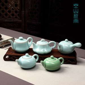 Kongshan Xinyu Longquan Celadon Handmade Powder Green Teapot Ceramic Kungfu