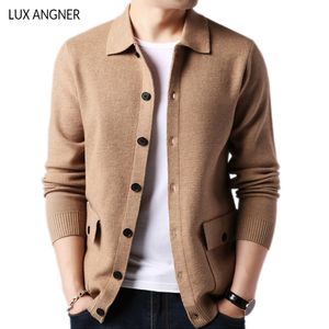 Nowy Sweter Cardigan Mężczyźni Jesień Zima Stałe Dzianiny Sweter Mężczyźni Płaszcze Koreański Casual Ciepłe Knitwear Cardigan Coat KurtetsP0805