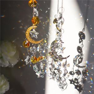 Decorative Objects & Figurines Crystal Wind Chime Pendant Moon Star HANGing Drop For Outdoor Indoor Garden Window Wedding Curtain Chandelier