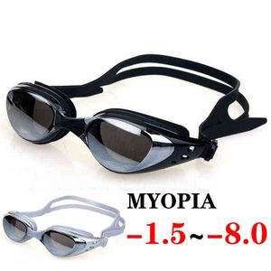 Professional Plating Plating Myopia Swim Goggles مقاومة للماء المضاد للضباب UV Shield Eyewear Pool Gootming Goots Protcts for Men Women Y220428