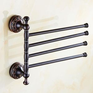 Portasciugamani Barra europea in ottone massiccio 3/4 aste Bronzo antico/nero Porta rack Prodotti per il bagno A8