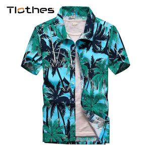 26色夏のファッションメンズハワイアンシャツ半袖ボタンココナッツツリープリントカジュアルビーチアロハシャツプラスサイズ5xl 210721