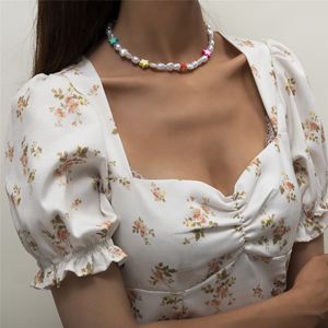 Boho Nette Ton Bunte Stern Imitation Perle Halskette Mode Goth Frauen Hals Kette Halskette Choker Kragen Schmuck 2021