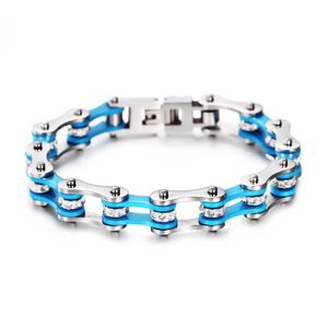 Женщины из нержавеющей стали Blue Charm Braclets для панк-мотоциклов цепи звена браслеты ювелирных изделий подарок оптом x0710