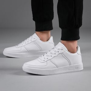 Yabancı Kadın Ayakkabıları toptan satış-Dış Ticaret Büyük Boy Beyaz Ayakkabı Erkek Ve Bayan Rahat Katı Renk Sneakers Deri Küçük