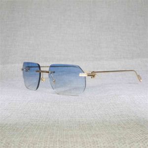 Fine Accessories Ancient Rimless Square Sunglasses Men Oculos New Lens Shape Shade Metal Frame Clear Glasses for Reading Gafas Women Outdoor 1130 French