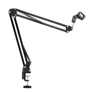 New 360 Degree Microphone Holder Suspension Boom Scissor Long Arm Stand Support with Microphone Clip Table Mounting Clamps