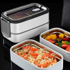 EcoBox Double Layer Stainless Steel Lunch Box with Insulated Bag - Space Saving, Durable, and Portable Bento Box for Hot or Cold Food.