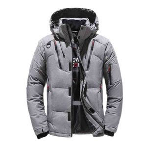 White Duck Down Jacket Men Hooded Thick Warm Male Puffer Coat Casual Quilted Overcoat Long Sleeve Thermal Male Parka 2021 Y1103