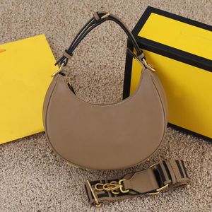leather computer bag Half-moon-shaped underarm bag designer shoulder high-quality brown fashion handbag elegant messenger women casual large-capacity
