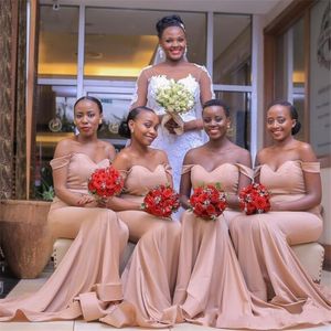 2021 African Sexy Mermaid Bridesmaid Dresses Off The Shoulder Wedding Guest Dress Backless Sweep Train Maid Of Honor Party Gowns