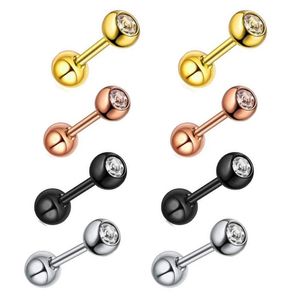 Stainless Steel Round Ball Stud Earrings for Women Girls 3MM Barbell Zircon Earring Fashion Piercing Jewelry