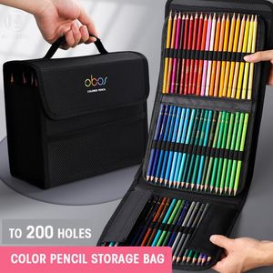Pencil Bags Andstal 48 72 120 150 200 Holes Color Pencils Case Canvas Pouch Pen Storage Bag School Supplies Art Stationery