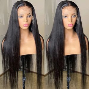 150 Remy Baby Hair x6 Transparent HD Lace Front Wig Bone Straight Human Hair Lace Frontal Pärlor Brasilianska Straight x4 Lace Closure Wig