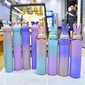 Cute Kubek Thermos Butelka Ze Stali Nierdzewnej Próżniowe Kolby Bunny Ear Thermal Cup Portable Travel Outdoor Na Mleko Herbaty Kawy