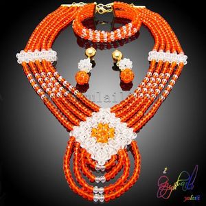 Orecchini Collana Set di gioielli unici fatti a mano Perline di cristallo africano per matrimonio nigeriano