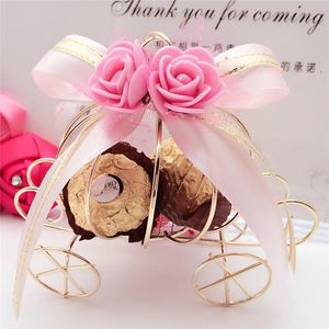 Regalo Wrap Personalizzato Tinplant Blackplate Candy Boxes Pumpkin Car Corona in ferro battuto Ferro da sposa Bomboniera Forniture Imballaggio con nastro