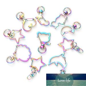 10pcs Rainbow Metal Snap Hook Lobster Clasp Lanyard with Keyring for Keychain Heart Star Cat Key Chain Open Bezel DIY Bags Findi Factory price expert design Quality
