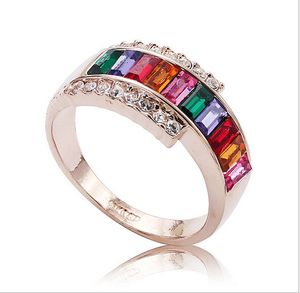 Европа мода женское кольцо искусственного кристалла CZ алмазные кольца Zircon 16-19 #