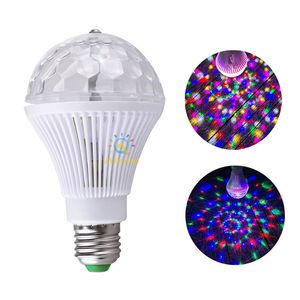 Luz de efeito E27 LED Lâmpada Lâmpada Lâmpada Lâmpada 3W Colorido Auto Rotating Crystal Magic Ball Lâmpada para KTV DJ Disco Party Effects Decoração