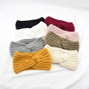 Çapraz Geniş Örme Kafa Elastik Dokuma Saç Bantları Faux Kürk Hairband Katı Kış Kulak Isıtıcı Headwrap Saç Aksesuarları