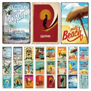 2022 Beach Tin Sign Plaque Metal Iron Painting Vintage Summer Wall Signs Decor for House Seaside Decorative Plate Irish Pub Bar Industrial S