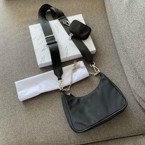 Women's Black Hobos Shoulder Bags Designers Small Nylon Handbags Crossbody Bag fashion Baguette High Quality New Solid Color Zipper 2-piece Top