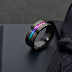 black titanium steel ring double color frosted rings EU size 7 to 13