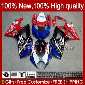 Feedings para Suzuki GSX R1000 GSXR 1000 1000CC 2007-2008 48No.79 GSX-R1000 GSXR1000 K7 07 08 GSXR-1000 GSXR1000CC 2007 2008 OEM Jogo de Fairing Azul Vermelho Stock