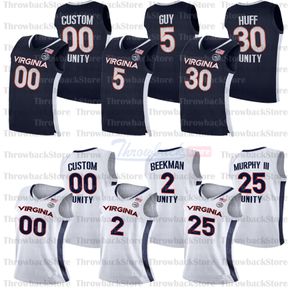 Custom Virginia College Koszykówki Koszulki 25 Mamadi Diacyte 30 Jay Huff 13 Casey Morsell 2 Braxton Key 0 Kihei Clark