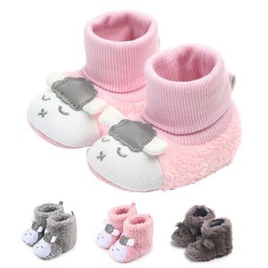 Vinter nyfödda baby skor tecknad plysch icke-slip babyar barn första vandrare för småbarn spädbarn stövlar för pojkar tjejer 0-18 månader g1023