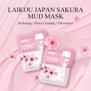 Laikou Japonia Sakura Błoto Maska Nocna Twarzy Pakiety Skóra Czyste Ciemne Krąg Nawilżaj twarzy Pielęgnacja