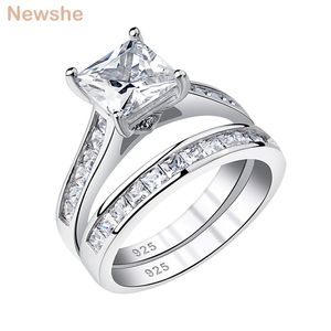 she Women's Wedding Ring Set Princess Cut AAAAA Zircon 925 Sterling Silver Engagement Rings Classic Jewelry For Women QR5853 211217